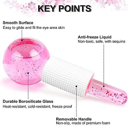 wishstream Beauty Ice Roller Globes Facial Roller Cold Skin Massagers,Cooling Globes For Face,Neck,Neck Anti Aging,Tighten Skin Treatment Reduce Puffiness (Pink) - Image 2