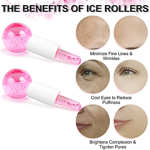 wishstream Beauty Ice Roller Globes Facial Roller Cold Skin Massagers,Cooling Globes For Face,Neck,Neck Anti Aging,Tighten Skin Treatment Reduce Puffiness (Pink) - Image 4