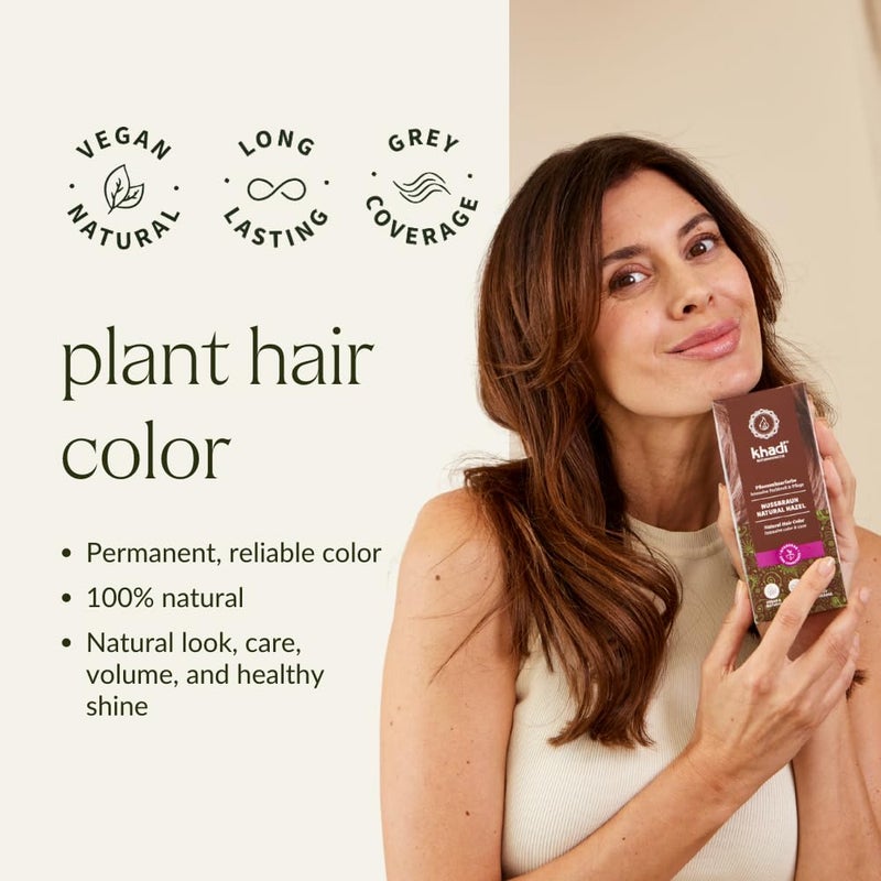 khadi NATURAL HAZEL Natural Hair Color - Hair Color for shiny to rich chocolate brown - plant hair color - 100% herbal & natural - 3.5 oz - Image 3