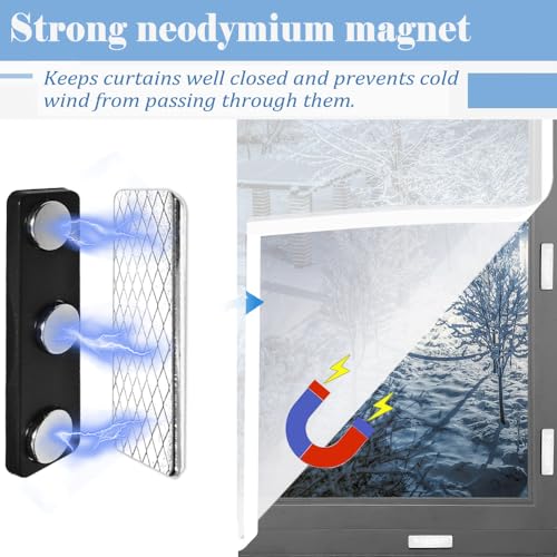 Takngjd Curtain Magnets Closure- 16 Pair Magnetic Curtain Clips with Adhesive for Blackout Curtains, Curtain Clips to Hold Curtains Closed - Image 4