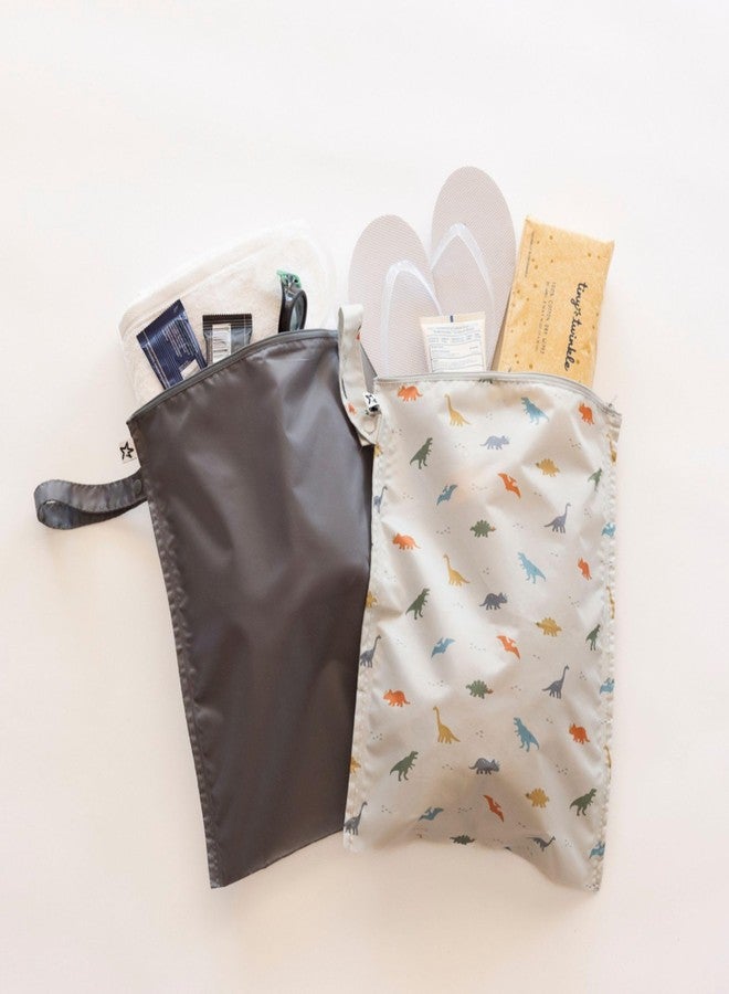 Tiny Twinkle Mess-proof Wet Bags 2 Pack Waterproof and Washable Bag for Travel storage, Stroller, Daycare, Baby Diapers, Yoga, Beach, Pool, Wet Toddler Swimsuits (Dinosaur) - Image 3