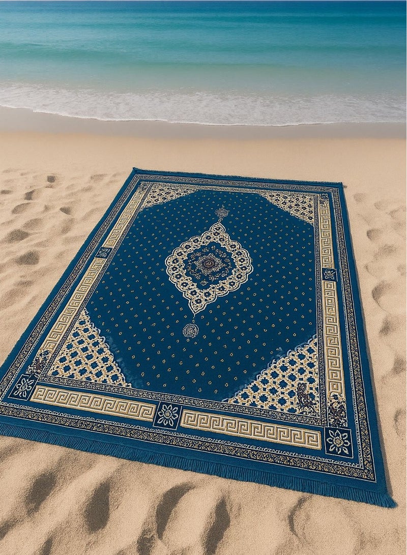 Large Turkish picnic mat 2×3 meters, made of durable and soft Turkish fabric, featuring oriental patterns and vibrant colors, versatile for trips, outdoor gatherings, and camping, easy to fold, carry, and clean.