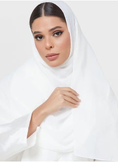 Khizana Puff Sleeve Color Block Abaya With Sheila  - Image 4