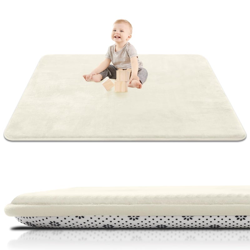 SEPARO Thick Baby Play Mat for Floor,50 x 50 Playpen Mat,Tummy Time Foam Mats,Ultra Soft Support & Plush Feel,Easy Care with Non-Slip Cushioned for Infant,Kids and Toddler Crawling,Beige - Image 1