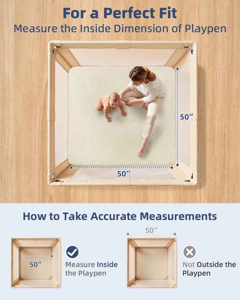 SEPARO Thick Baby Play Mat for Floor,50 x 50 Playpen Mat,Tummy Time Foam Mats,Ultra Soft Support & Plush Feel,Easy Care with Non-Slip Cushioned for Infant,Kids and Toddler Crawling,Beige - Image 4