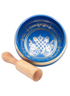 Alpine Crystals UAE Authentic Himalayan Singing Bowl Single Set Vibrant Blue Design Handcrafted in Nepal (385 grams) Includes Traditional Wooden Striker  - Image 1