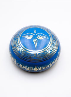 Alpine Crystals UAE Authentic Himalayan Singing Bowl Single Set Vibrant Blue Design Handcrafted in Nepal (385 grams) Includes Traditional Wooden Striker  - Image 4