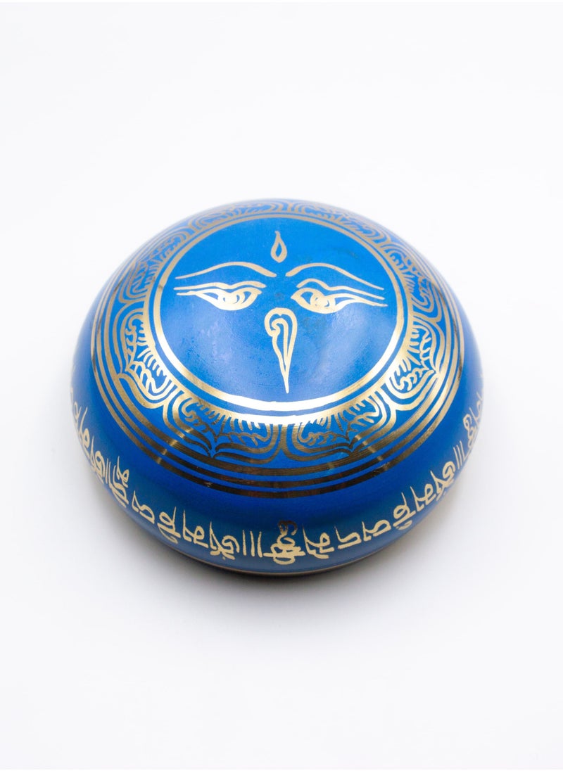 Alpine Crystals UAE - Authentic Himalayan Singing Bowl Single Set Vibrant Blue Design Handcrafted in Nepal (385 grams) Includes Traditional Wooden Striker - Image 1