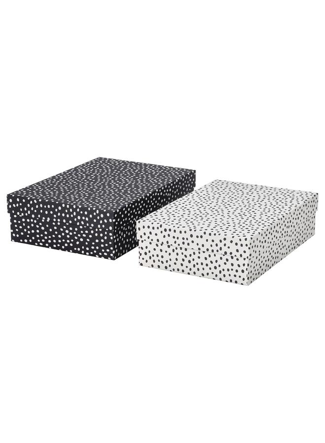 erorex Storage Box With Lid, Set Of 2, Black/White - Image 1
