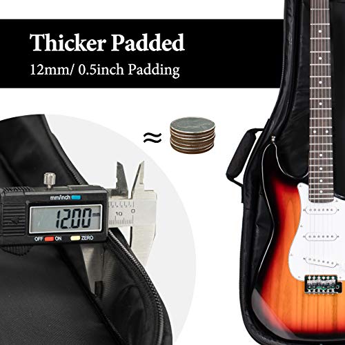 CAHAYA Electric Guitar Case Padded - Gig Bag Soft Backpack with Large Pocket 0.5in Thick Padding with Reflective Bands Adjustable Straps - Image 3