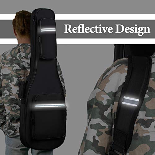 CAHAYA Electric Guitar Case Padded - Gig Bag Soft Backpack with Large Pocket 0.5in Thick Padding with Reflective Bands Adjustable Straps - Image 2