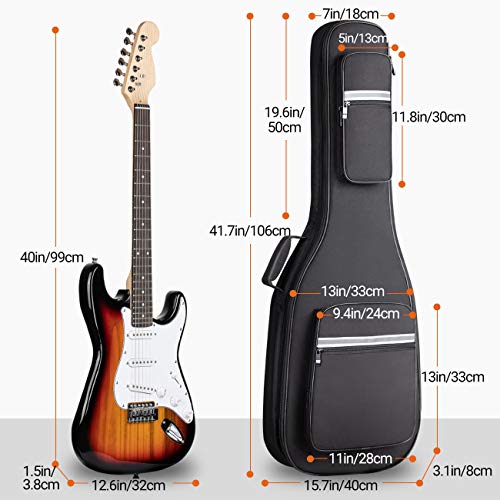 CAHAYA Electric Guitar Case Padded - Gig Bag Soft Backpack with Large Pocket 0.5in Thick Padding with Reflective Bands Adjustable Straps - Image 5