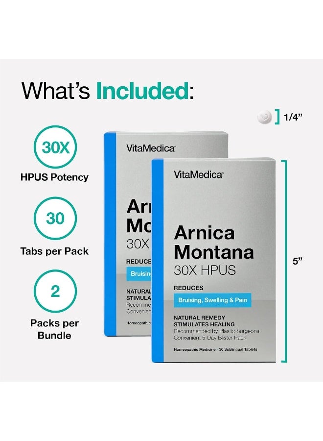 | Arnica Montana | 30X | Hpus | Made In Usa | Plant Based | Homeopathic | Arnica Tablets | 30 Ct | 2 Pack Bundle | 5 Day Supply Each