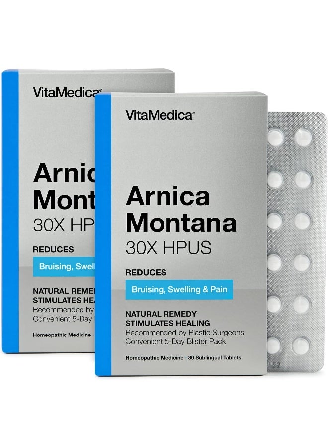 | Arnica Montana | 30X | Hpus | Made In Usa | Plant Based | Homeopathic | Arnica Tablets | 30 Ct | 2 Pack Bundle | 5 Day Supply Each
