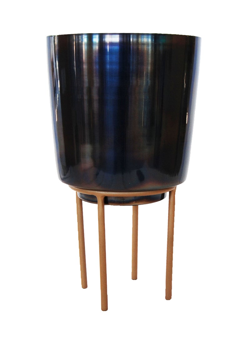 Rainbow Color Finish Metal Pot With Golden Color Stand - Image 1