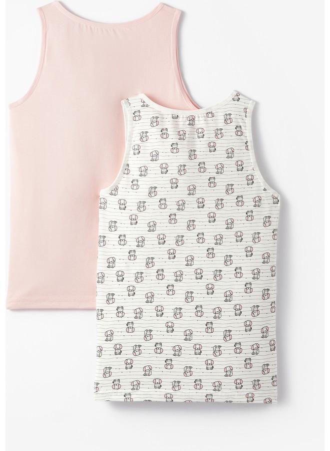 JUNE Girl Dog Patterned 2-Pack Tank Top Multicolour - Powder - Image 2