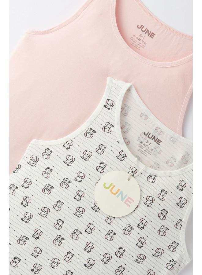 JUNE Girl Dog Patterned 2-Pack Tank Top Multicolour - Powder - Image 4