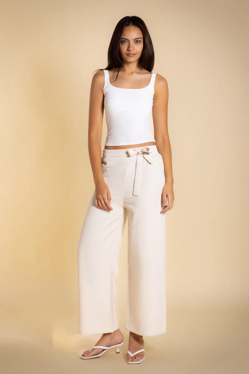 SHAPES WIDE LEG TROUSERS WITH BOW TIE