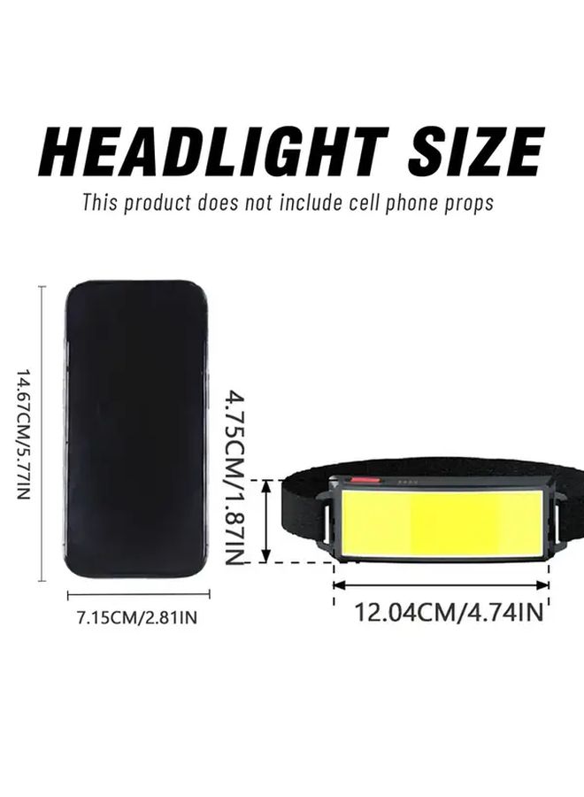 مصباح رأس قابل لإعادة الشحن عبر USB 2 قطعة، إضاءة أمامية عالية السطوع بتقنية LED للتخييم والعمل والطوارئ - Image 3