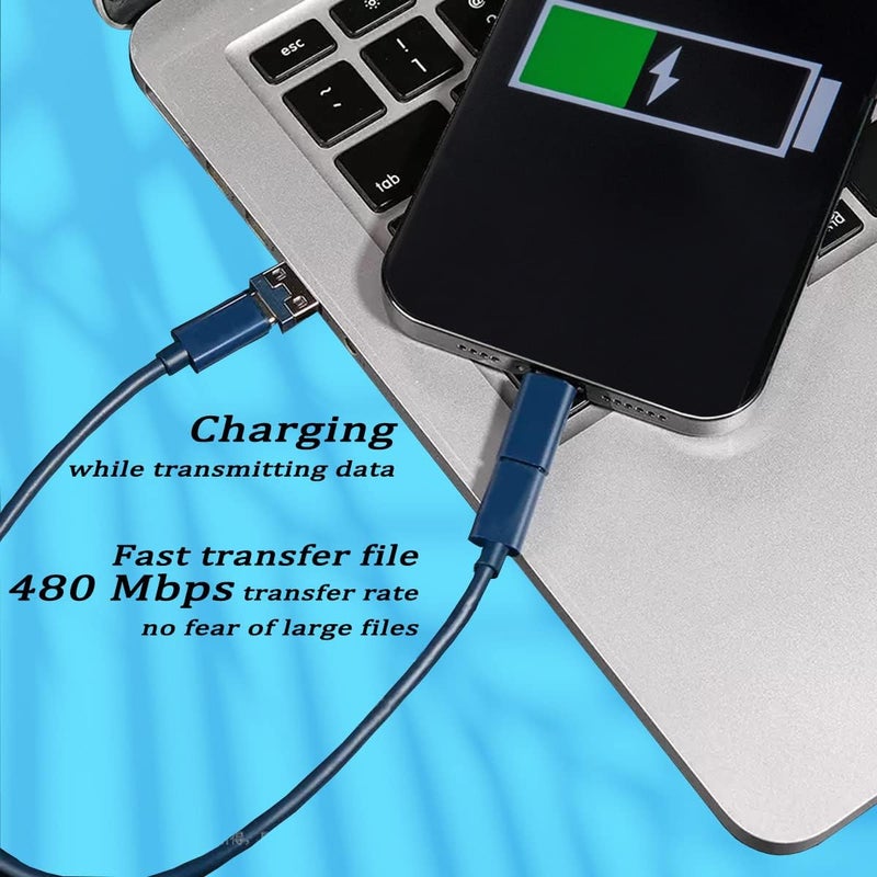 Azvegr Multi USB Charging Adapter Cable Kit, USB C to iOS Device Adapter Box, Conversion Set USB A & Type C to Male Micro/Type C/iOS Device, Data Transfer, Card Storage, Tray Eject Pin, Phone Holder (Blue) - Image 5