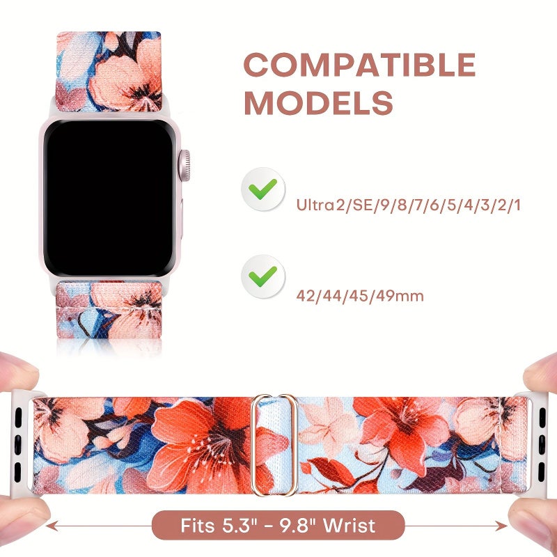 Nylon Elastic Replacement Straps For 42 44 45 49mm Apple Watch Women Girls - Image 2