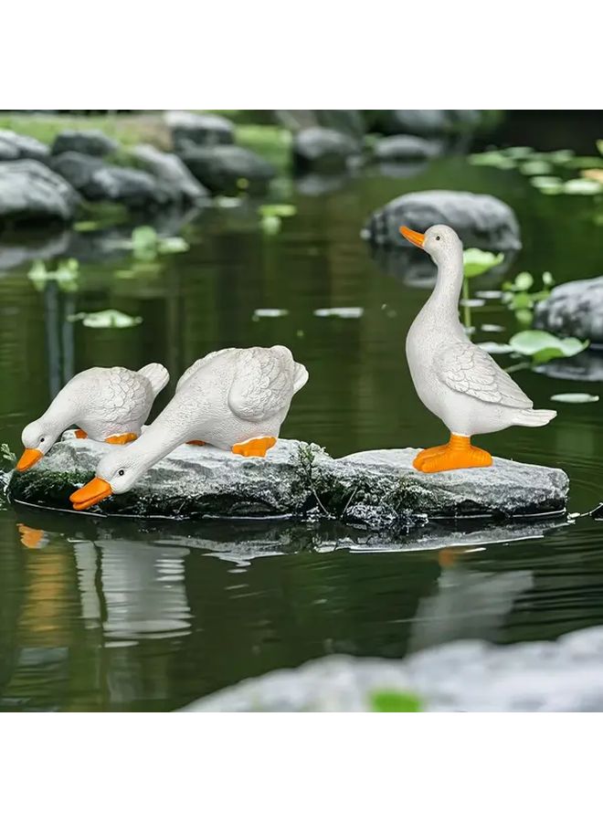 Duck Family Resin Statue 3pcs Gardening Lawn Pond Decor - Image 2
