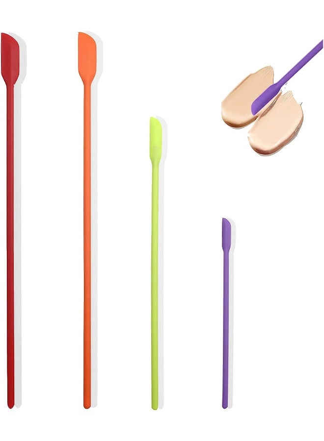 Hagbou Beauty Spatula, 4 Pieces Makeup Spatula Mini Spatula For Cosmetics And Kitchen Jar, Small Silicone Spatula For Beauty And Kitchen Tiny Spatula 3 Sizes (5)  - Image 2