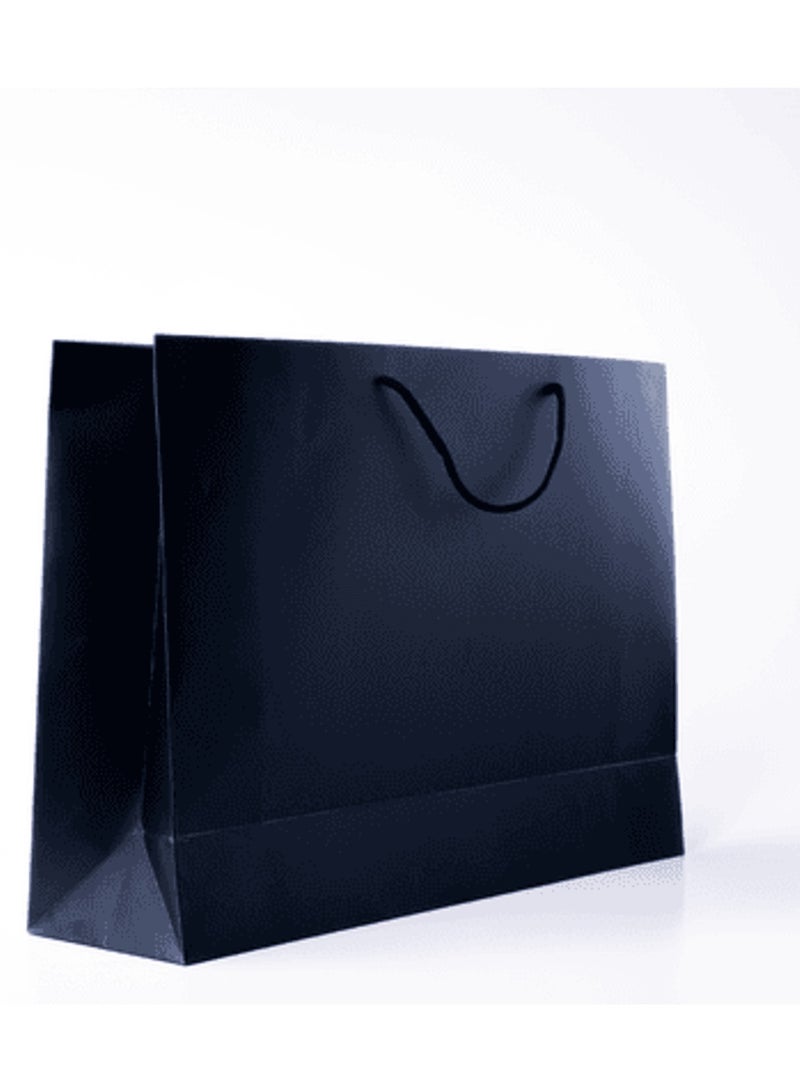 39x12x31cm Rope Handled Black Plain Paper Bags - Elegant Eco-Friendly Shopping and Gift Solutions 