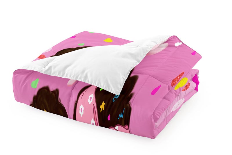 Jiospet Black Girls Comforter Twin - Black Girl Comforter Set for Kids Bedroom Pink Princess Room Decor Kids Bedding Sets for Girls, 1 Comforter +1 Pillowcase - Image 4