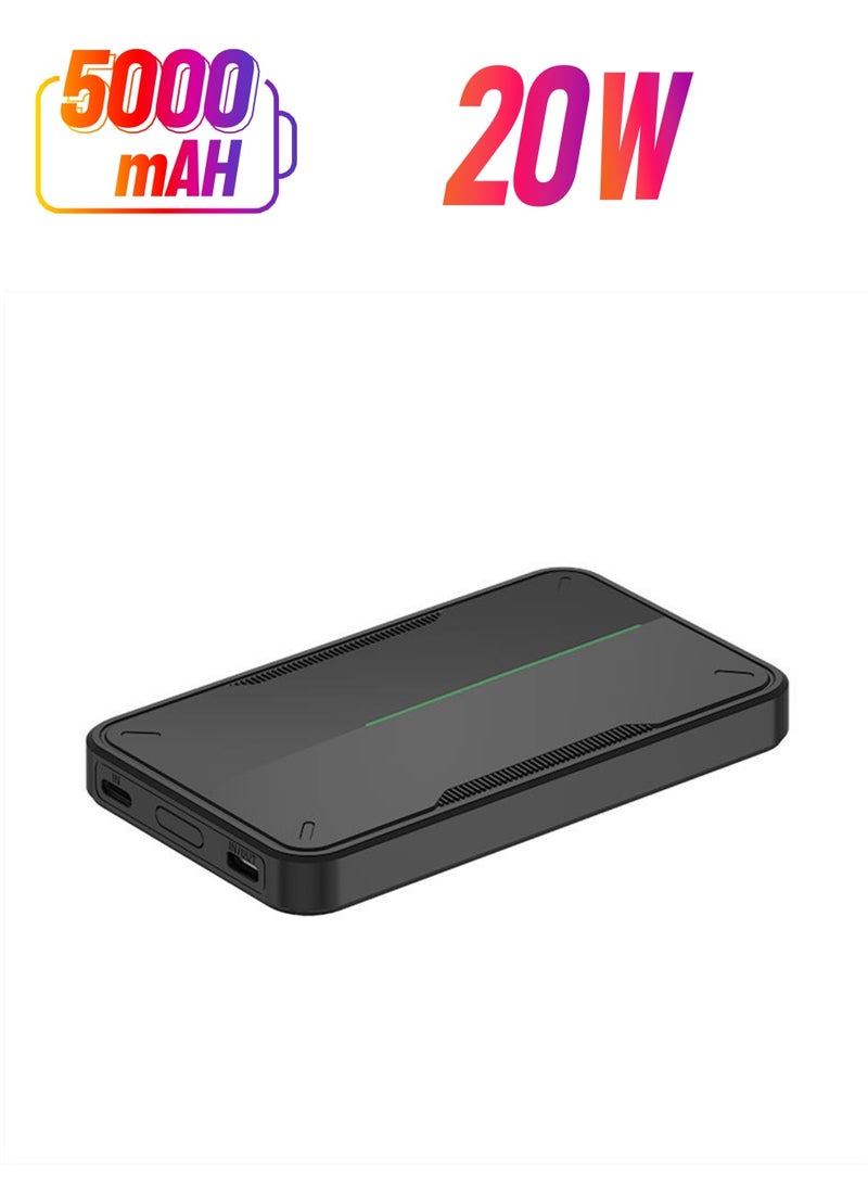 بروتيكت باور بانك مغناطيسي MagSafe بسعة 5000mAh | شاحن لاسلكي محمول متوافق مع الآيفون | مدخلين USB-C و Micro-USB بقدرة 20 واط | تصميم خفيف ومضغوط مع شحن ذكي | مزوّد بكابل USB-C إلى USB-C - Image 1