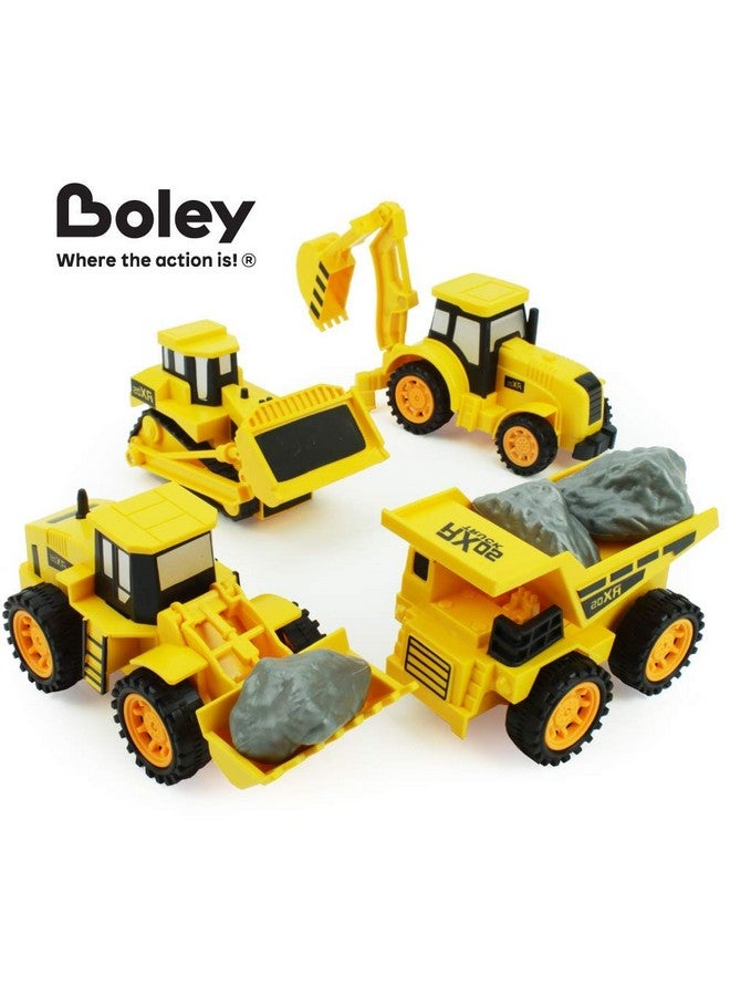 BOLEY Boley Builders Play Set - 24 Piece Kids Construction Toys with Bulldozer, Dump Truck, Front Loader and Backhoe Toy Trucks, Diecast Signs, Pretend Rubble and Construction Workers - Excavator Toy Trucks - Image 2