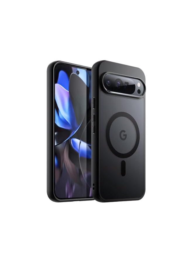 JETech Magnetic Case for Google Pixel 9/9 Pro 2024, Compatible with MagSafe, Translucent Matte Back Shockproof Phone Cover (Black) - Image 1