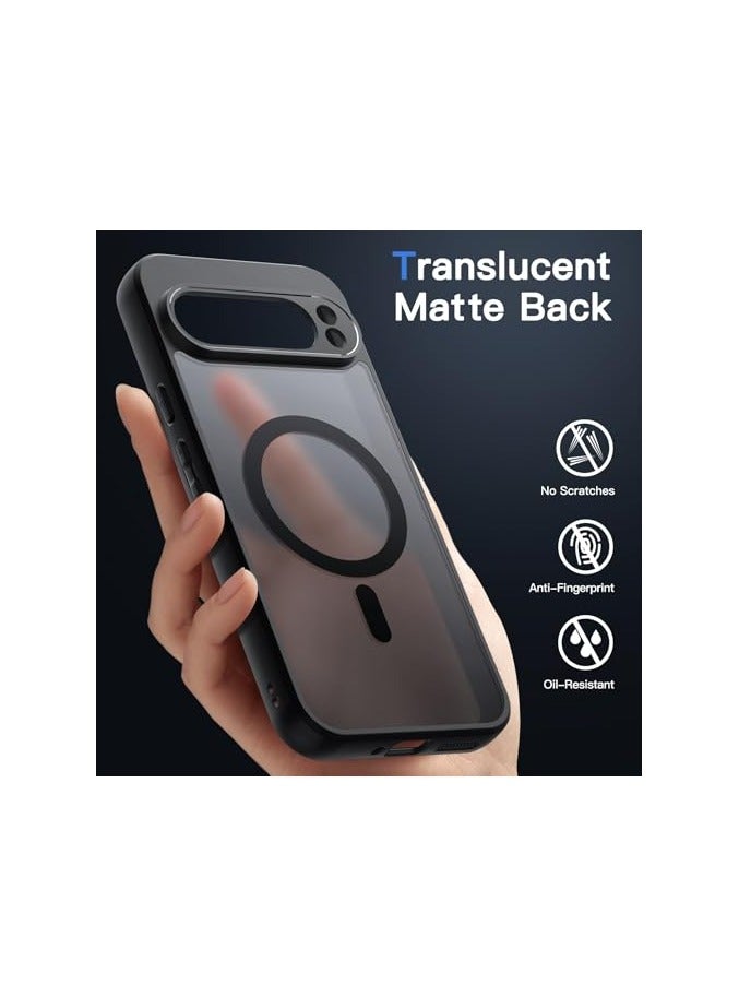 JETech Magnetic Case for Google Pixel 9/9 Pro 2024, Compatible with MagSafe, Translucent Matte Back Shockproof Phone Cover (Black) - Image 3