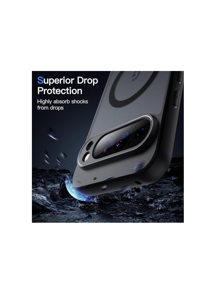 JETech Magnetic Case for Google Pixel 9/9 Pro 2024, Compatible with MagSafe, Translucent Matte Back Shockproof Phone Cover (Black) - Image 5