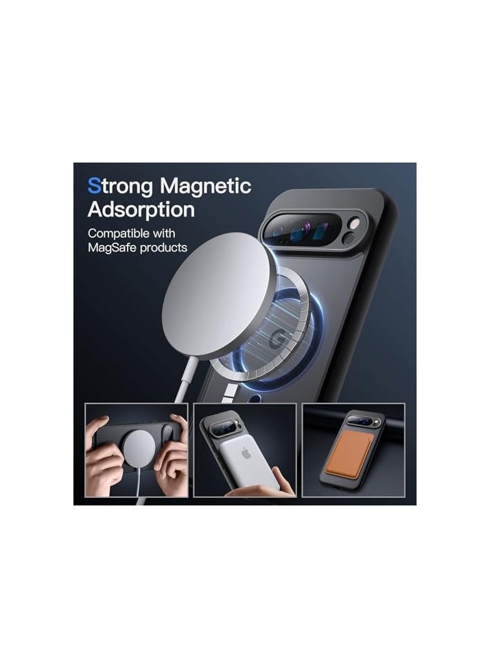 JETech Magnetic Case for Google Pixel 9/9 Pro 2024, Compatible with MagSafe, Translucent Matte Back Shockproof Phone Cover (Black) - Image 4