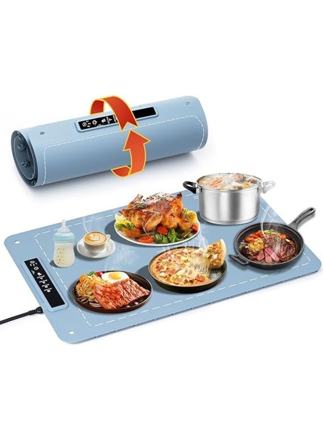 Food Warming Mat with Roll-Up Design and Smart Temperature Control Large 60x40cm Food Warmer Hot Plate for Home Party Dining Table - Image 1