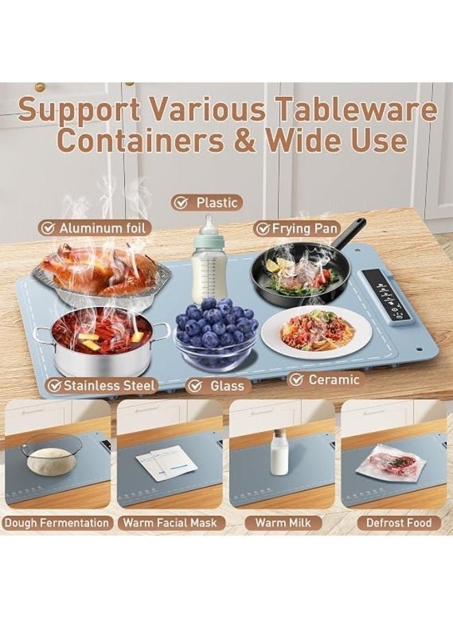 Food Warming Mat with Roll-Up Design and Smart Temperature Control Large 60x40cm Food Warmer Hot Plate for Home Party Dining Table - Image 2