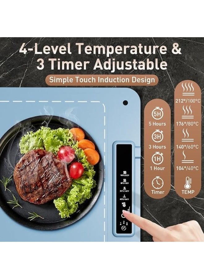 Food Warming Mat with Roll-Up Design and Smart Temperature Control Large 60x40cm Food Warmer Hot Plate for Home Party Dining Table - Image 3