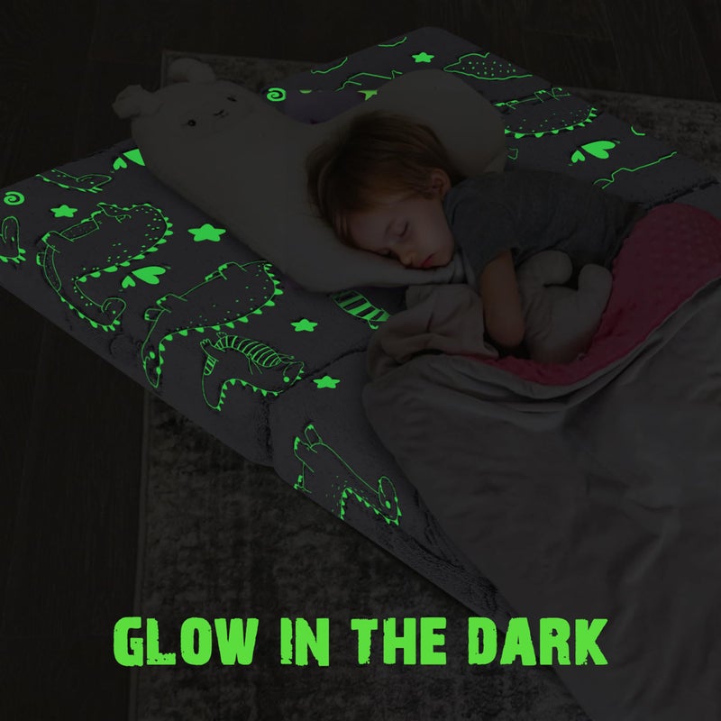 MeMoreCool Glow Dinosaur Foldable Floor Mattress for Kids, Trifold Nap Mat for Toddlers, Portable Daycare Sleeping Futon or Floor Bed, 57x22 Inch - Image 3