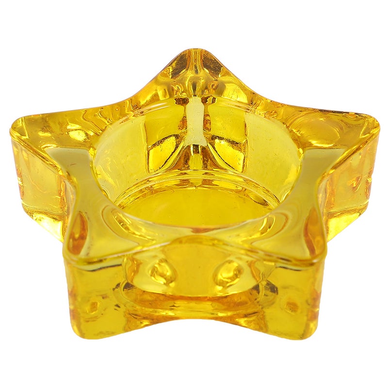 4 Pcs Candlestick Star Shape Candle Holder Romantic Colored Glass Candlestick Cup Home Desktop Ornament Supplies (Yellow) - Image 2