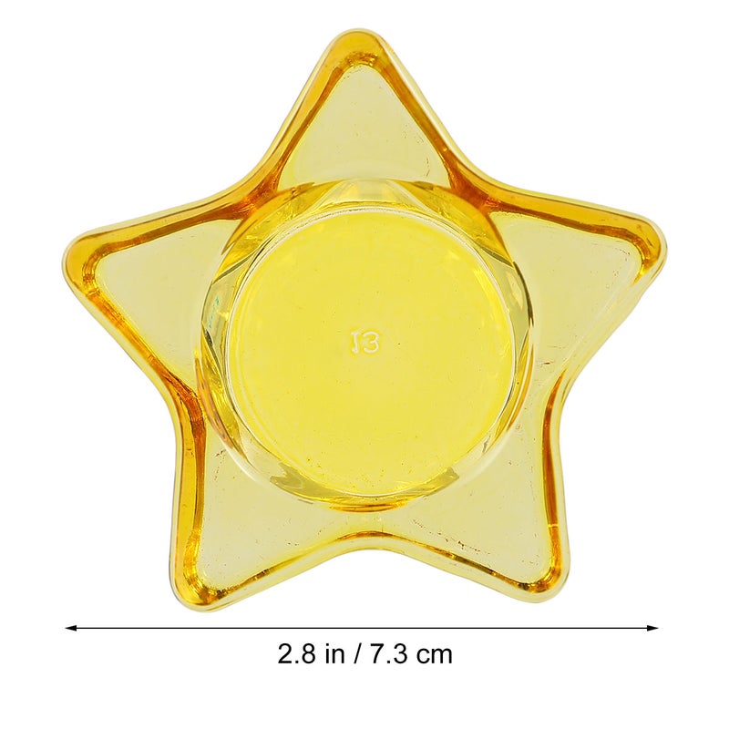 4 Pcs Candlestick Star Shape Candle Holder Romantic Colored Glass Candlestick Cup Home Desktop Ornament Supplies (Yellow) - Image 3