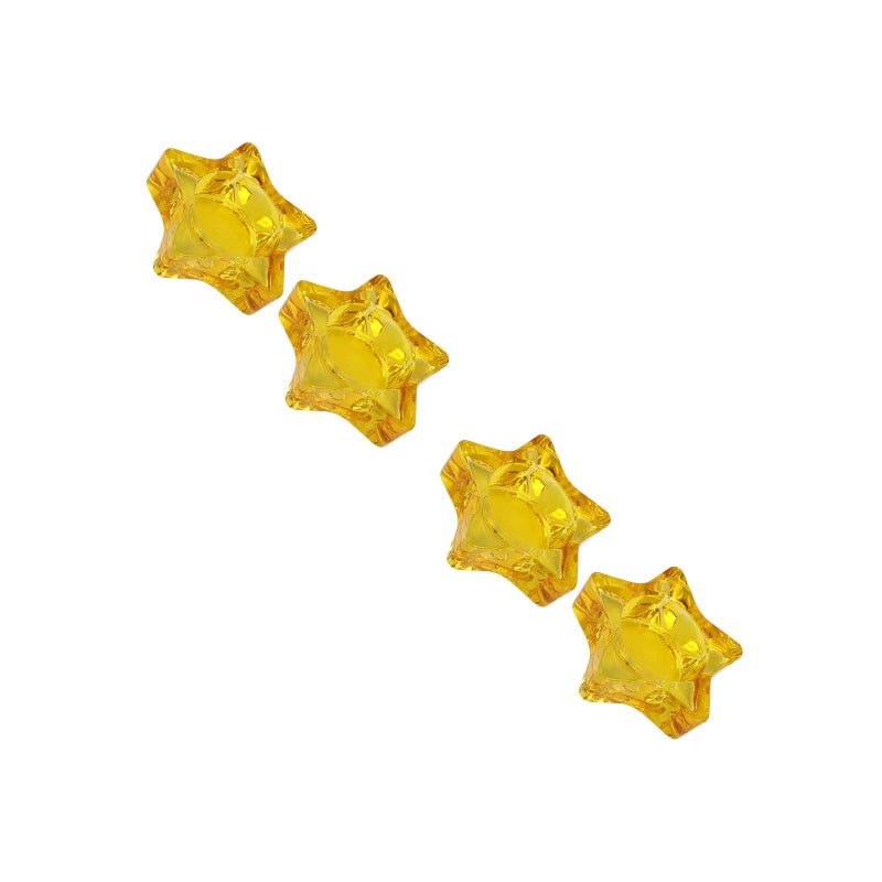 4 Pcs Candlestick Star Shape Candle Holder Romantic Colored Glass Candlestick Cup Home Desktop Ornament Supplies (Yellow) - Image 1