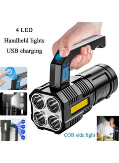 XiuWoo LED Flashlight USB Rechargeable High Lumens Tactical Light with Sidelight 4X LED Zoomable Handheld Super Brightest Flashlights Portable Torch for Outdoor Camping Emergency Lantern  - Image 2