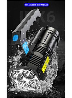 XiuWoo LED Flashlight USB Rechargeable High Lumens Tactical Light with Sidelight 4X LED Zoomable Handheld Super Brightest Flashlights Portable Torch for Outdoor Camping Emergency Lantern  - Image 4