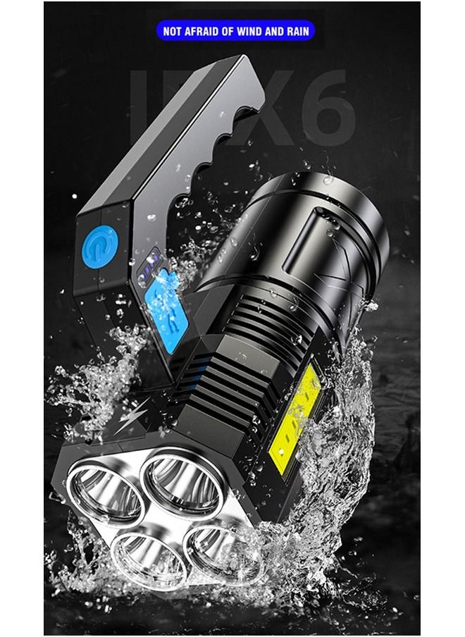 XiuWoo - LED Flashlight USB Rechargeable High Lumens Tactical Light with Sidelight 4X LED Zoomable Handheld Super Brightest Flashlights Portable Torch for Outdoor Camping Emergency Lantern - Image 1