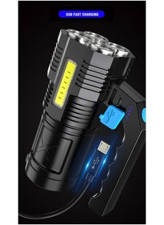 XiuWoo LED Flashlight USB Rechargeable High Lumens Tactical Light with Sidelight 4X LED Zoomable Handheld Super Brightest Flashlights Portable Torch for Outdoor Camping Emergency Lantern  - Image 5