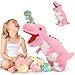 MorisMos Dinosaur Stuffed Animal with Babies236 Big Mommy Stuffed Dino Trex with 3 Baby Dino Stuffed Toys 3 Eggs Plush Inside Belly Boy Girl Dinosaur Toys for Kids 35 Pink Trex Toys Gift - Image 4