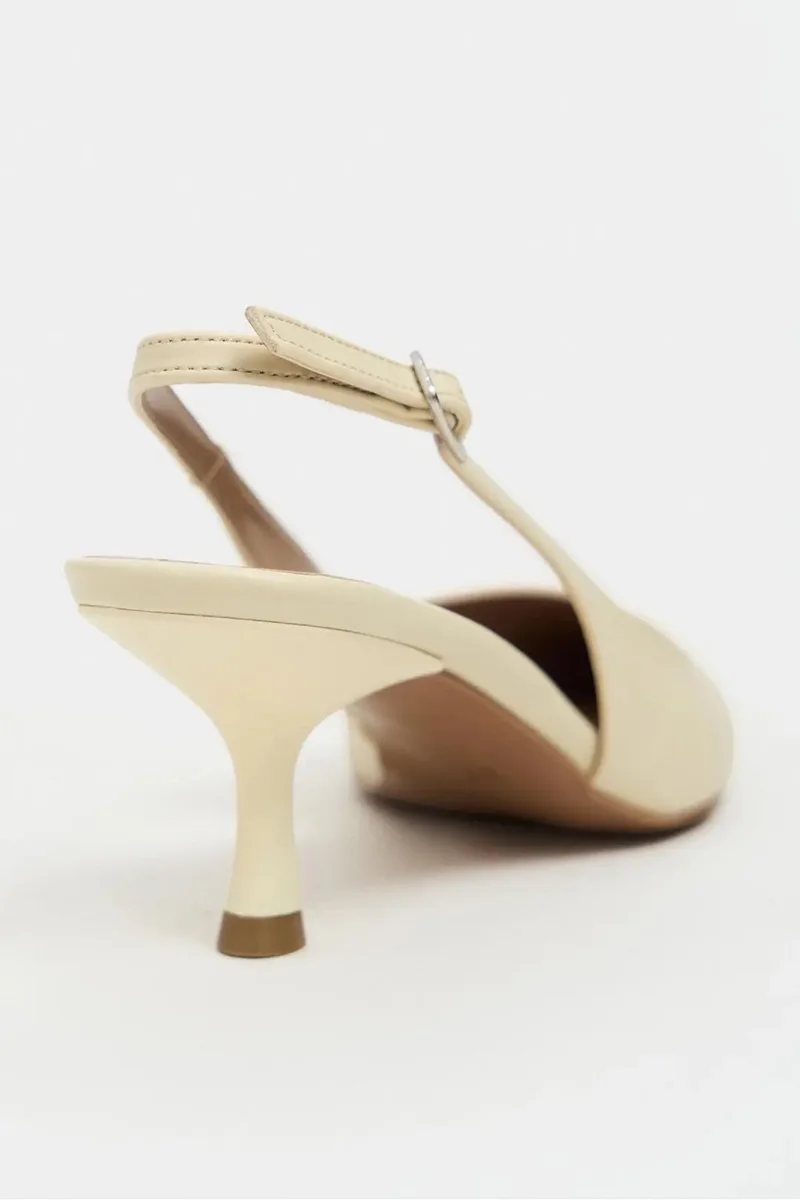 Nisantasi Shoes Megy Matte Pointed Toe Slingback — Butter Yellow