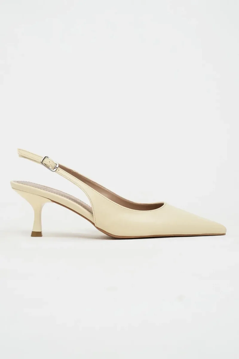 Nisantasi Shoes  Megy Matte Pointed Toe Slingback — Butter Yellow for Women | Best Price UAE