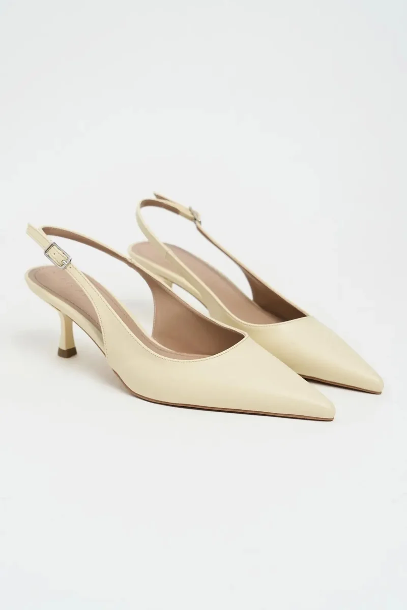 Nisantasi Shoes  Megy Matte Pointed Toe Slingback — Butter Yellow for Women | Best Price UAE